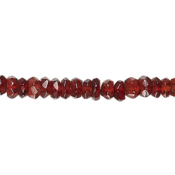 Garnet 1pkg1, hand-cut tumbled faceted rondelle bead natural 13 inch 4x2mm-6x3mm image number 0