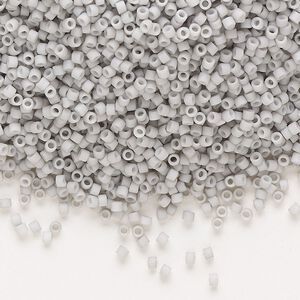 Seed bead, Delica®, glass, pkg/7.5g, #11 round, opaque matte glazed light smoke (DB-1518).