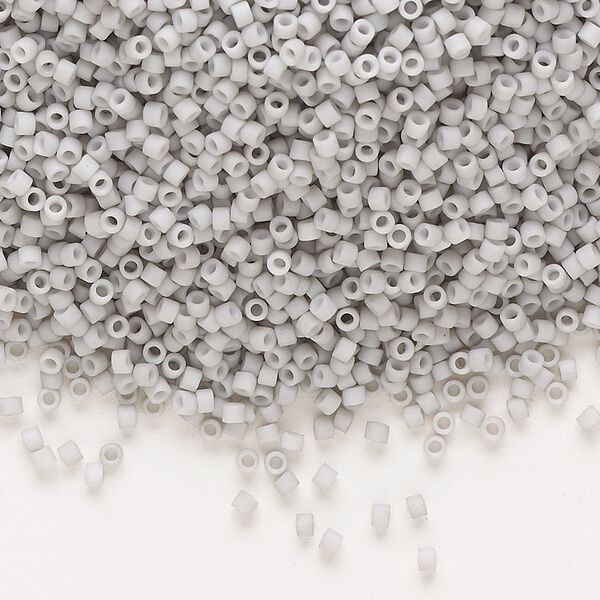 Seed bead, Delica®, glass, pkg/7.5g, #11 round, opaque matte glazed light smoke (DB-1518). image number 0