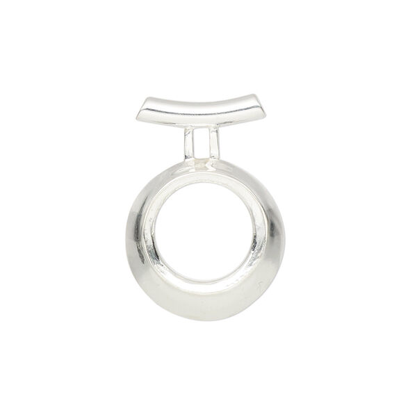 Pendant, Almost Instant Jewelry®, sterling silver, 24x16.5mm round with open back and 12mm rivoli setting with tube bail. Sold individually. image number 0