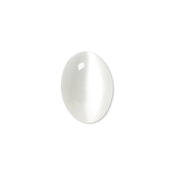 Cabochon, cat's eye glass (fiber optic glass), white, 18x13mm calibrated oval, quality grade. Sold per pkg of 6. image number 0