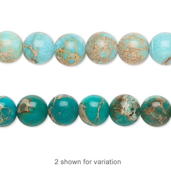 Bead, magnesite (dyed/stabilized), pkg/15-1/2 to 16 inches, 8mm round, B grade. image number 0