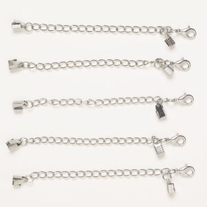 Clasp lobster claw 1pkg5, 10x6mm oval / fits 3mm cord, antique silver-finished steel 1-strand
