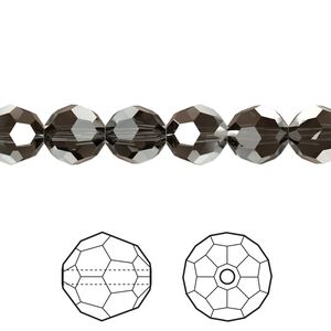 Bead 12pk crystal silver night, Crystal Passions® 8mm round 5000