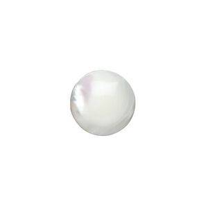 Cabochon, mother-of-pearl shell (bleached), white, 14mm calibrated round, Mohs hardness 3-1/2. Sold per pkg of 2.