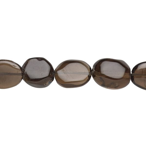 Smoky quartz 1pkg1, hand-cut flat oval bead 13 inch 11x8mm-15x10mm image number 0