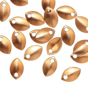 Component, anodized aluminum, orange, 11x7mm 2-sided curved scale blank with 1.5mm hole, 20 gauge. Sold per pkg of 20.