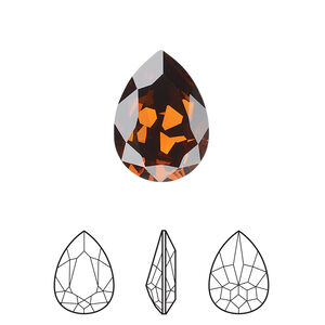 Fancy stone 1pkg1 smoked topaz foil back, Crystal Passions® Regenerated 18x13mm pear 4320