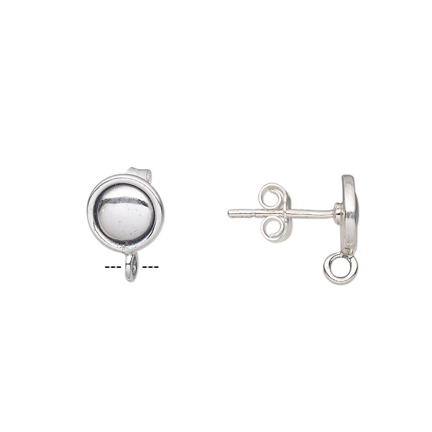Platinum 8mm Half Ball Earring Posts – Silver Plated Closed Loop Findings (Pair)