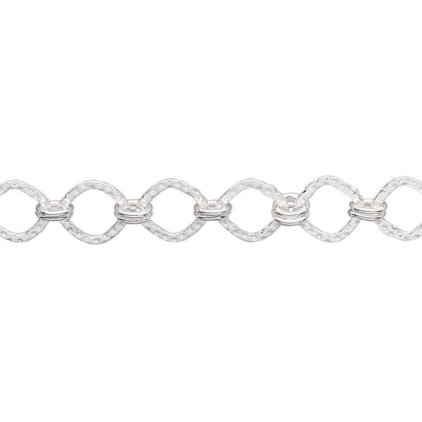 Chain, sterling silver, 7.5mm long and short knurled square. Sold per pkg of 5 feet. image number 0
