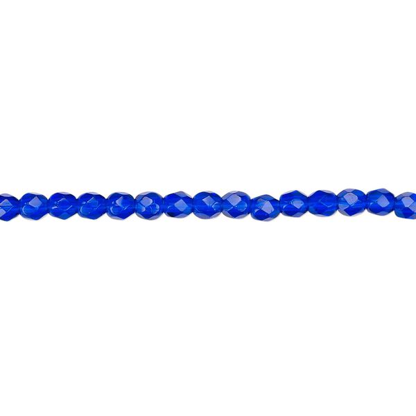 Bead, Czech fire-polished glass, cobalt, 3mm faceted round. Sold per 15-1/2" to 16" strand, approximately 130 beads. image number 0