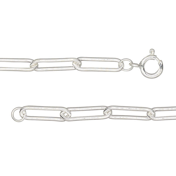 Chain, sterling silver, 3.8mm paperclip, 20-inches with springing clasp. Sold individually. image number 0