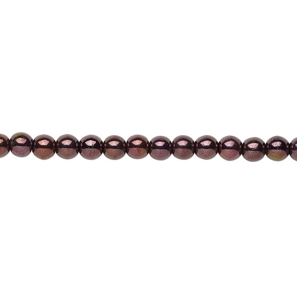 Bead, Czech glass druk, opaque purple luster, 4mm round. Sold per 15-1/2" to 16" strand. image number 0
