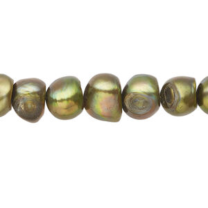 Freshwater pearl 1pkg1, flat-sided potato / semi-round, 15.5-16 inch iris bronze 8-11mm cultured