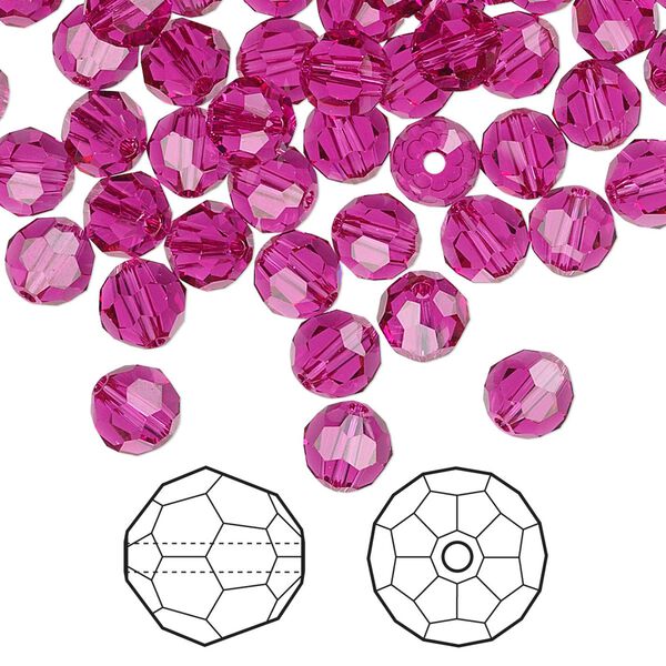 Bead 360pk fuchsia, Swarovski® 6mm round 5000 image number 0