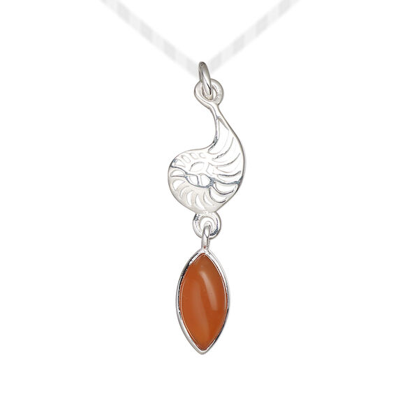 Carnelian / sterling silver 1pkg1, nautilus drop antiqued 26x8mm image number 0