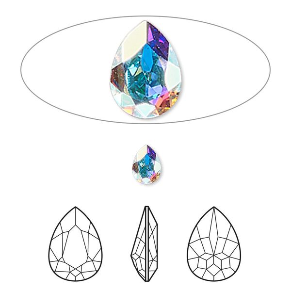 Fancy stone 360pk crystal AB foil back, Swarovski® 6x4mm pear 4320 image number 0