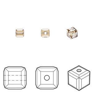 Bead 12pk light Colorado topaz, Crystal Passions® 4mm cube 5601