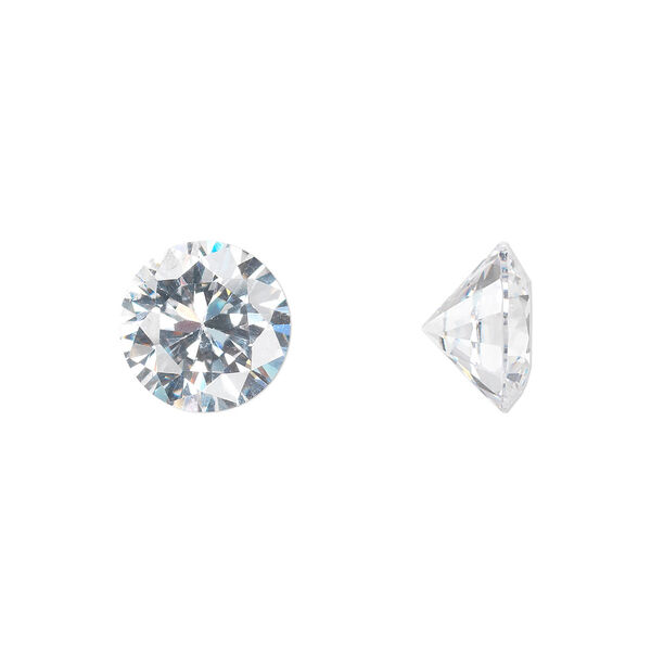 Gem, cubic zirconia, spinel white, 10mm faceted round, Mohs hardness 8-1/2. Sold individually. image number 0