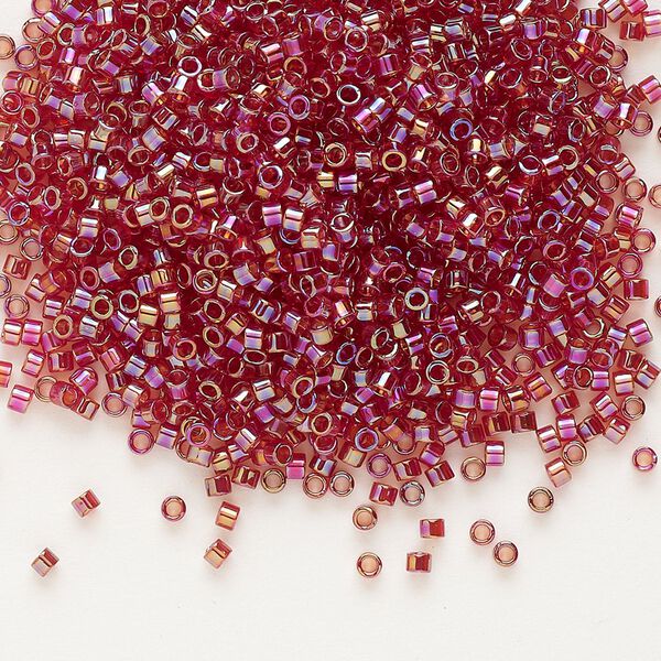 Seed bead, Delica®, glass, pkg/7.5g, #11 round, translucent rainbow dark cranberry (DB-1242). image number 0