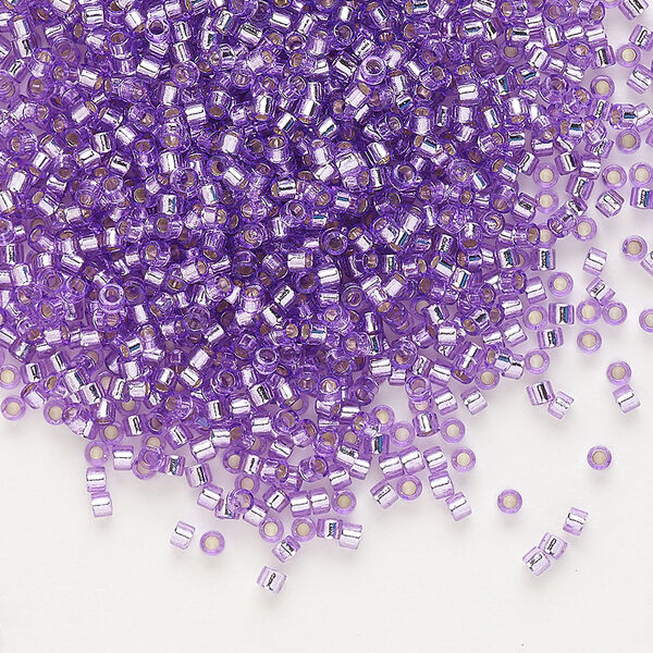 Seed bead, Delica®, glass, pkg/50g, #11 round, transparent outside dyed silver-lined lilac (DB-1343). image number 0
