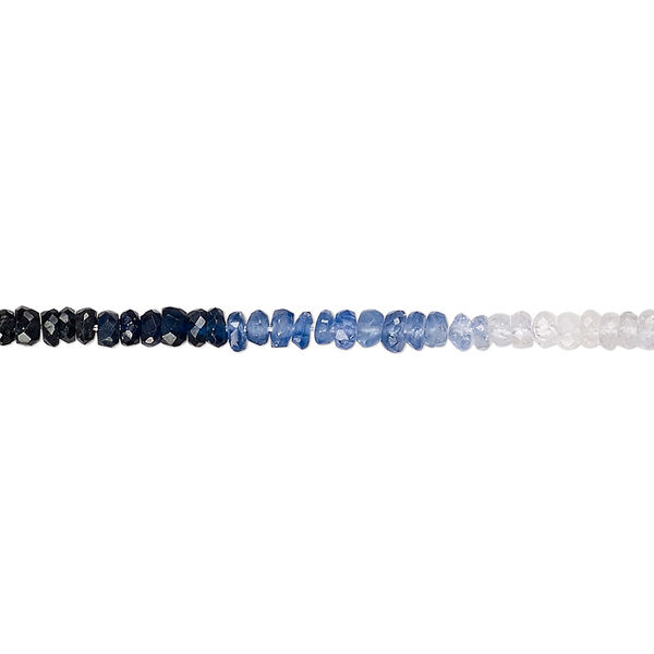 Bead, white sapphire and blue sapphire (heated), shaded, 2x1mm-3x2mm hand-cut faceted rondelle, B grade, Mohs hardness 8. Sold per 15" to 16" strand. image number 0