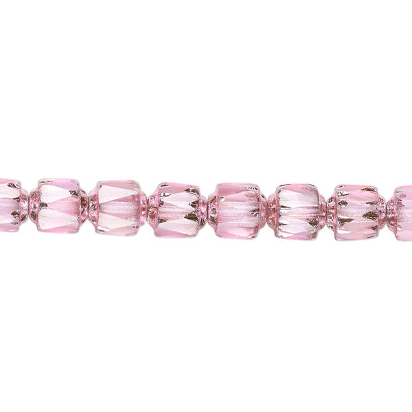 Bead, Czech dipped décor glass, hot pink Apollo AB, 6mm round cathedral. Sold per 15-1/2" to 16" strand. image number 0