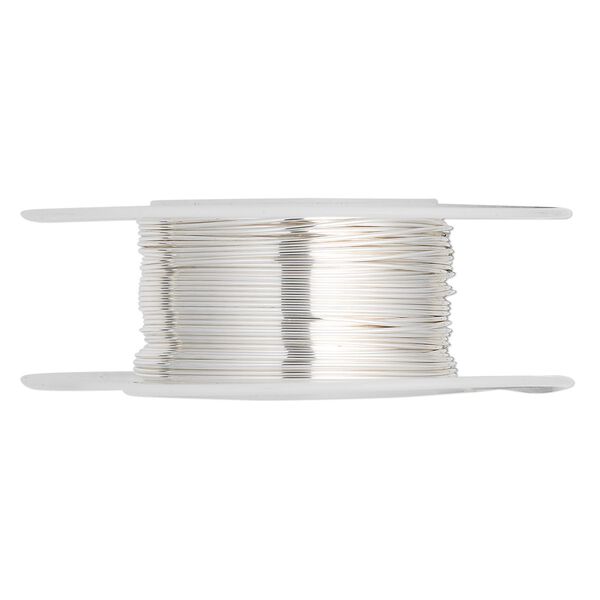 Wire, sterling silver, half-hard, round, 24 gauge. Sold per 25-foot spool. image number 0