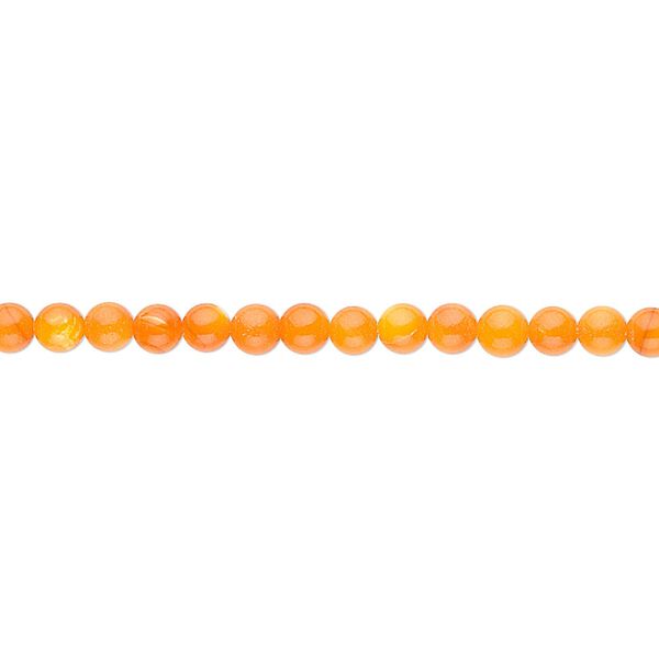 Bead, mother-of-pearl shell (dyed), orange, 3mm round. Sold per 15" to 16" strand. image number 0