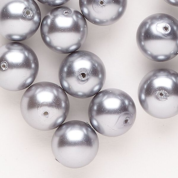 Bead 1pkg1 glass pearl, 12mm round, 2 ounce grey image number 0