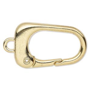 Key ring, gold-finished "pewter" (zinc-based alloy), 38x24mm trapezoid. Sold per pkg of 2.
