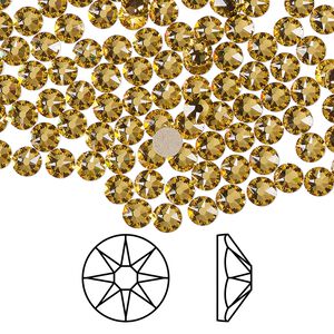 Flat back 144pk dark jonquil foil back, Crystal Passions® Regenerated 3.8-4mm rose round SS16 2088