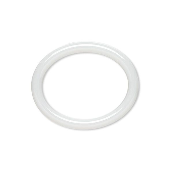 Component, zirconia ceramic, white, 27x22mm open oval with 21.5x16.5mm center hole. Sold individually. image number 0