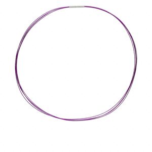 Necklace, plastic coated stainless steel, purple, 5-strand choker-style, 18-inches. Sold individually.