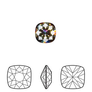 Fancy stone 6pk crystal peacock eye, Crystal Passions® 10mm cushion 4470