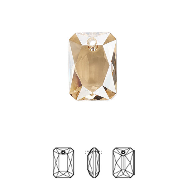Drop 1pk crystal golden shadow, Crystal Passions® 16x11.5mm pendant emerald cut 6435 image number 0