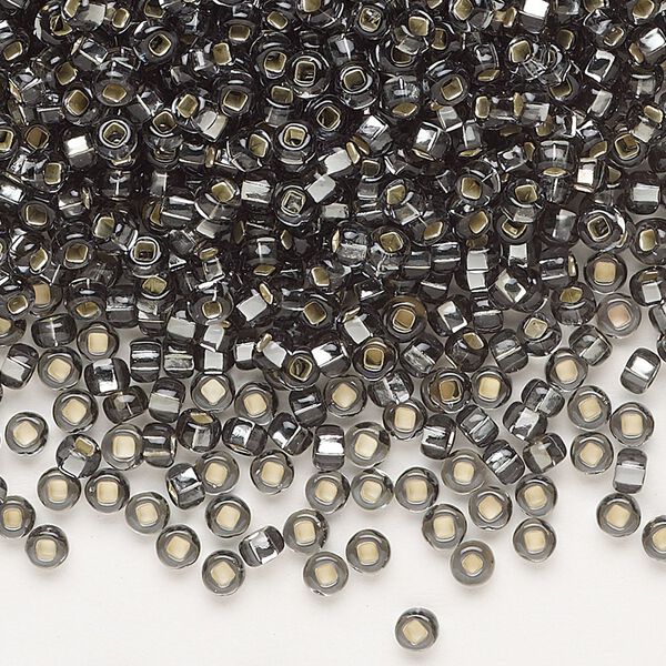 Seed bead, Preciosa Ornela Czech glass, pkg/500g, #8 rocaille, transparent silver-lined grey, (47010). image number 0