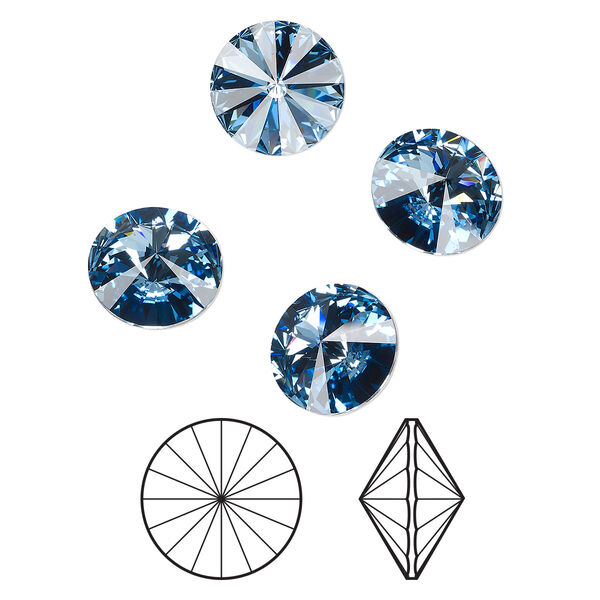 Chaton 4pk cool blue foil back, Crystal Passions® Regenerated 14mm rivoli 1122 image number 0