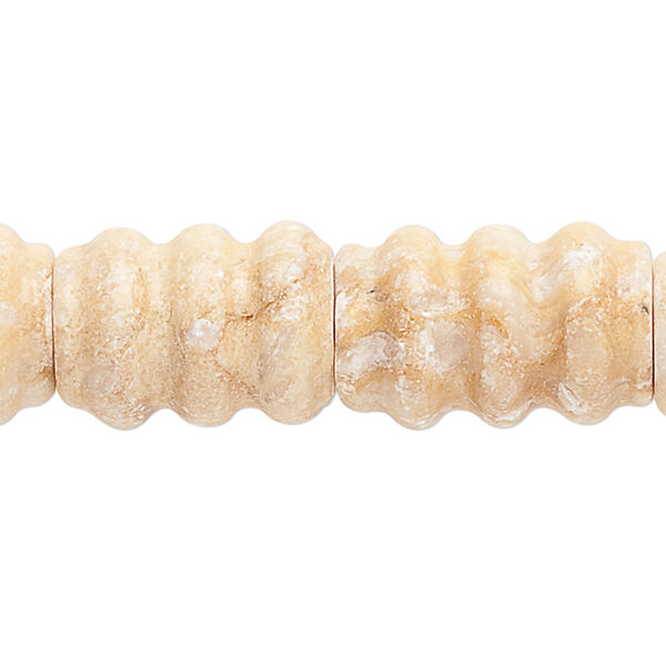 Bead, riverstone (coated), 15x11mm-20x13mm carved tube, B- grade, Mohs hardness 3-1/2. Sold per 15" to 16" strand. image number 0