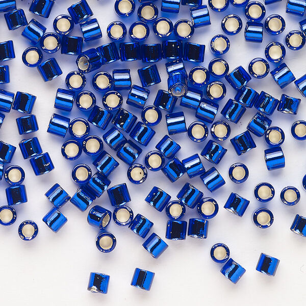 Seed bead, Delica®, glass, pkg/250g, #8 round, transparent silver-lined cobalt (DBL-0047). image number 0