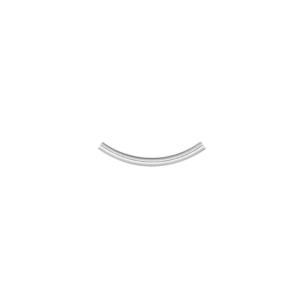 Bead, silver-plated brass, 15.5x1mm curved tube. Sold per pkg of 100. image number 0