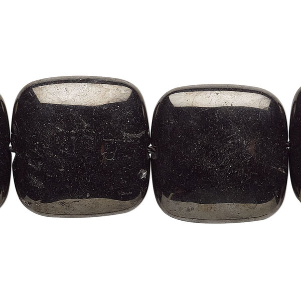 Jet 1pkg1, puffed square bead natural A- grade, 8 inch 20mm image number 0