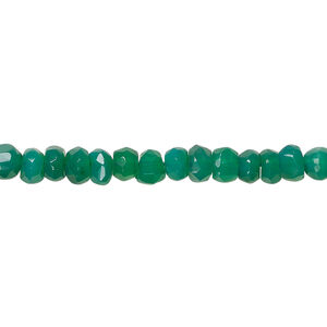 Green onyx 1pkg1, hand-cut faceted rondelle bead, 12 inch 5x2mm-5x4mm