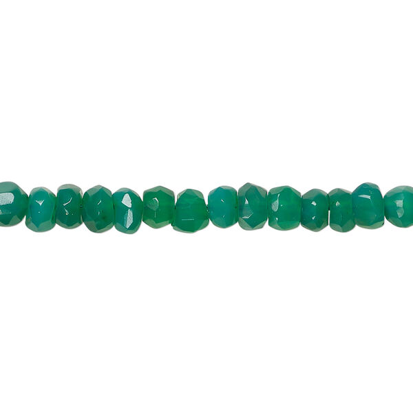 Green onyx 1pkg1, hand-cut faceted rondelle bead, 12 inch 5x2mm-5x4mm image number 0