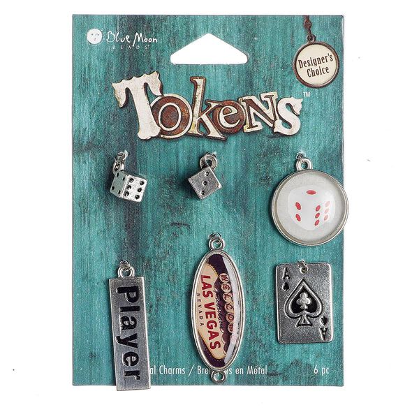 Link and drop mix, resin and antique silver-finished "pewter" (zinc-based alloy), 10mm-32x14mm assorted shapes. Sold per pkg of 6. image number 0