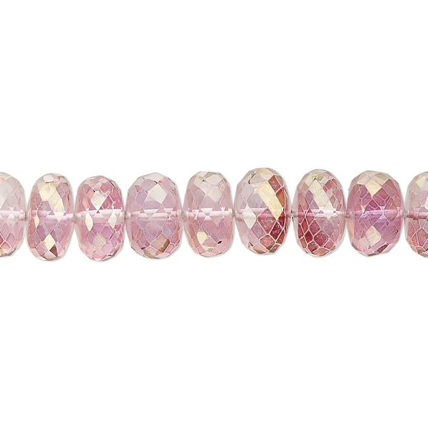 Quartz crystal 1pkg1, hand-cut faceted rondelle bead 7 inch 9x5mm-10x7mm image number 0