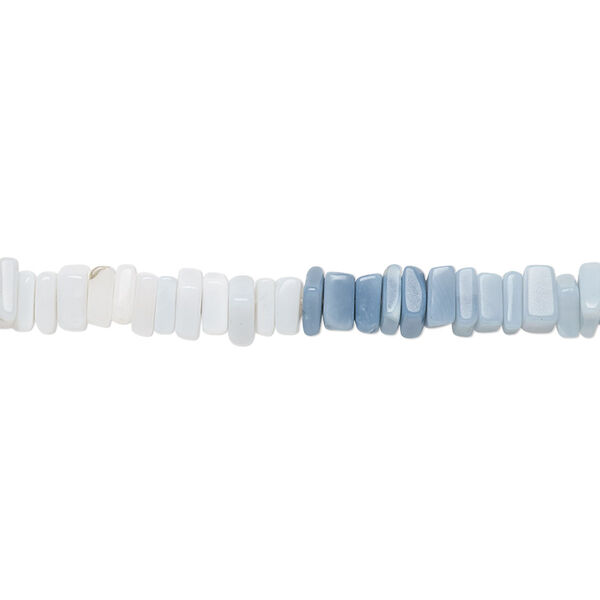 Bead, blue Peruvian opal (natural), shaded, 4x1mm-6x2mm hand-cut square rondelle, B grade, Mohs hardness 5 to 6-1/2. Sold per 8-inch strand, approximately 95-150 beads. image number 0
