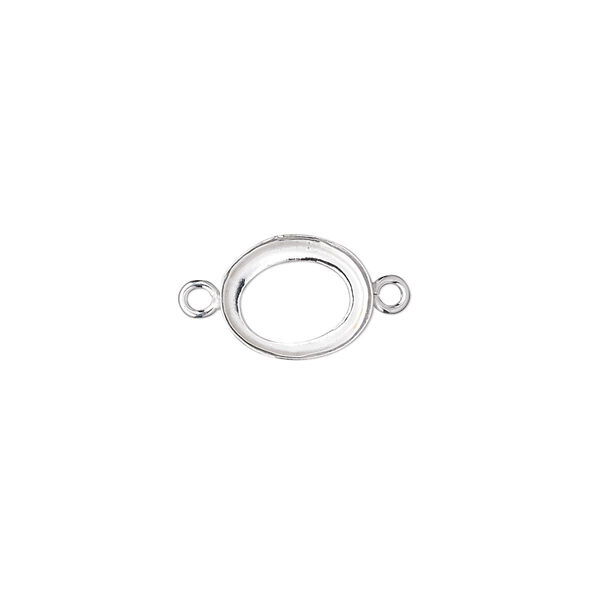 Link, fine silver, 11x9mm open-back oval with 10x8mm oval bezel cup setting. Sold per pkg of 2. image number 0