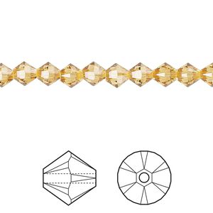 Bead 24pk golden topaz, Crystal Passions® 5mm bicone 5328