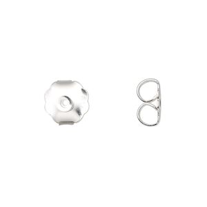 Earnut 1pkg12 sterling silver, 9mm daisy round / monster, 6 pair